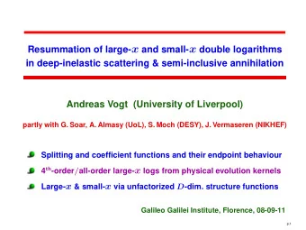 Conventions and references Double-log enhancement: two additional logs L per additional order in
