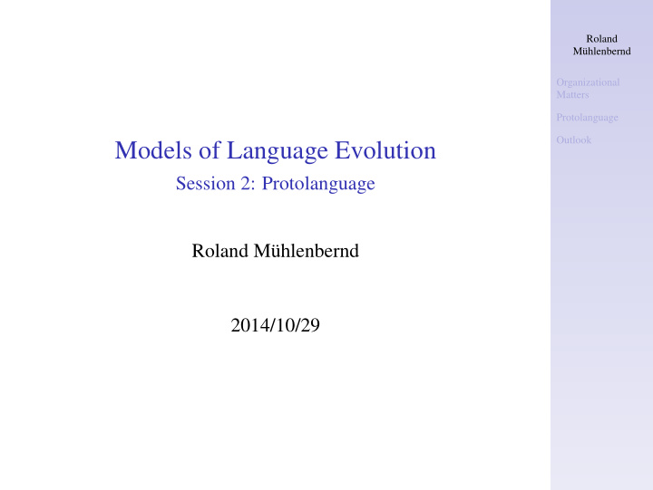 models of language evolution