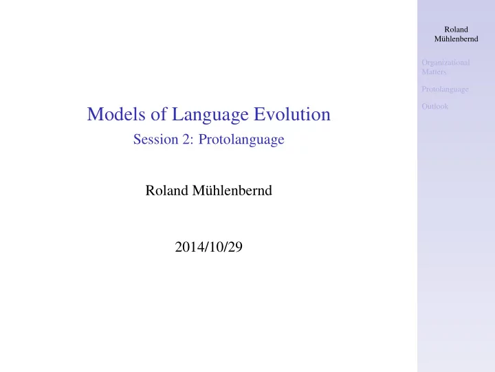 models of language evolution