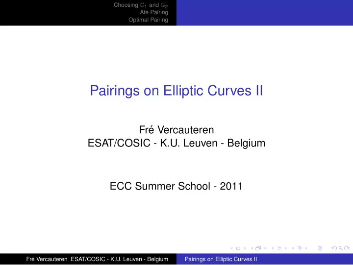 pairings on elliptic curves ii