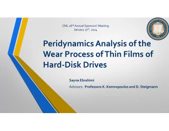 Peridynamics Analysis of the Wear Process of Thin Films of Hard  Disk Drives Sayna Ebrahimi
