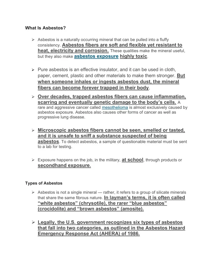 consistency asbestos fibers are soft and flexible yet