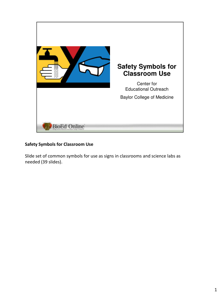 safety symbols for classroom use