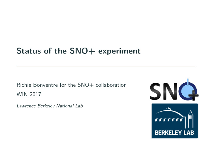 status of the sno experiment