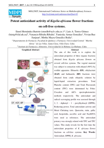MOL2NET, 2017 , 3, doi:10.3390/mol2net-03-04938 2 Introduction  Many active compounds from