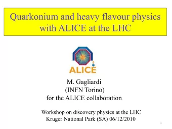 with ALICE at the LHC  M. Gagliardi  (INFN Torino)  for the ALICE collaboration  Workshop on