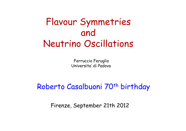 flavour symmetries and neutrino oscillations