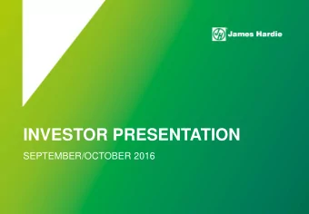 INVESTOR PRESENTATION  SEPTEMBER/OCTOBER 2016  CAUTIONARY NOTE ON FORWARD-LOOKING STATEMENTS  This