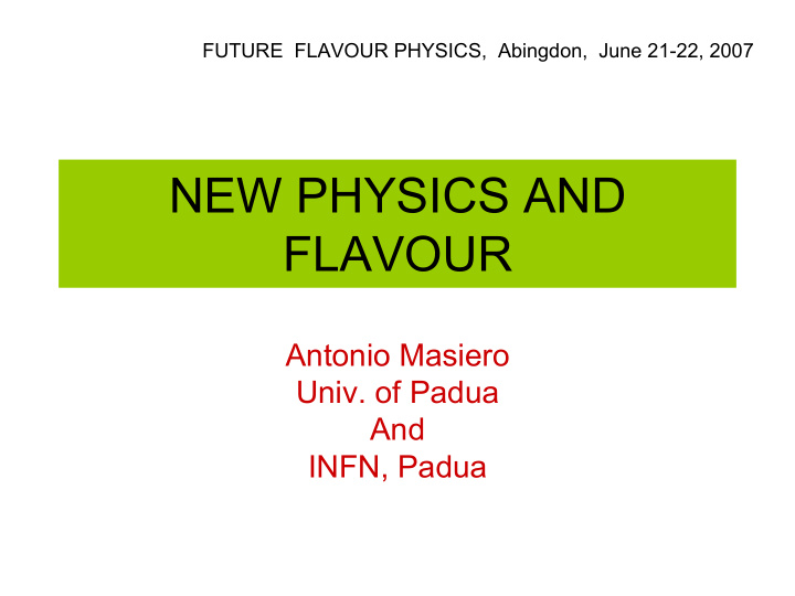 new physics and flavour