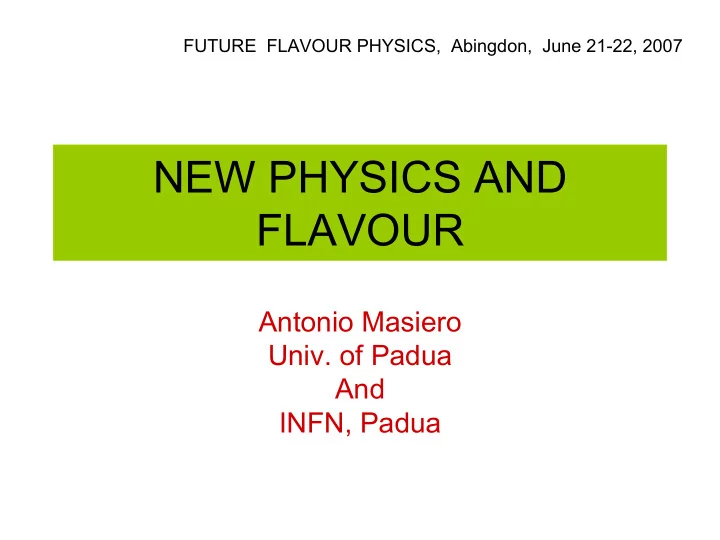 new physics and flavour