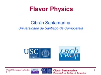 Flavor Physics  Cibrn Santamarina  Universidade de Santiago de Compostela  TAE 2017 Benasque,
