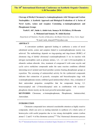 The 18 th International Electronic Conference on Synthetic Organic Chemistry  130 November 2014