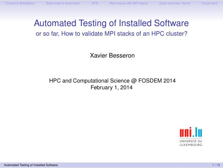 automated testing of installed software