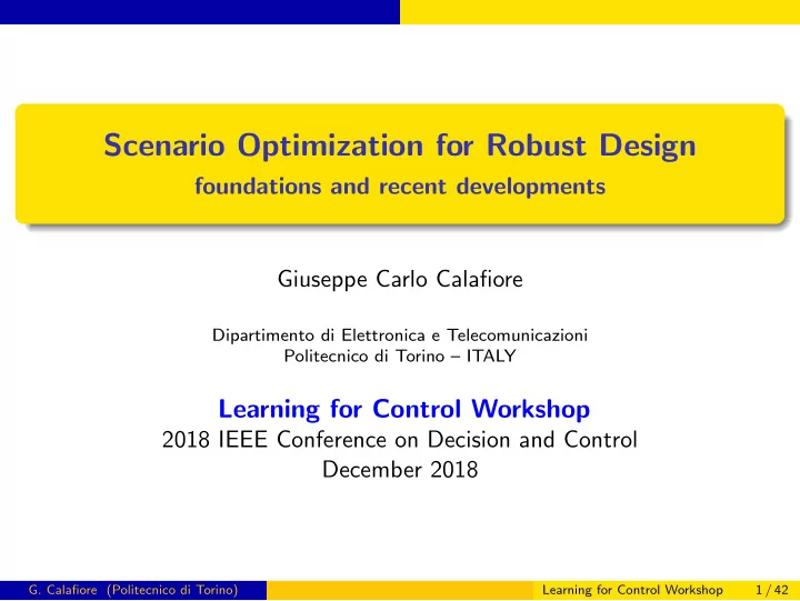 scenario optimization for robust design