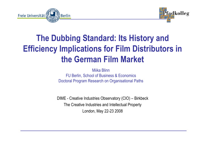 the dubbing standard its history and efficiency