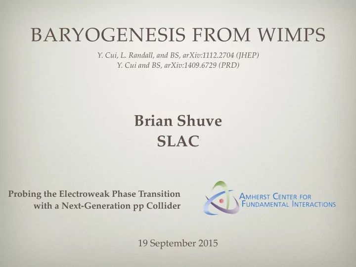 baryogenesis from wimps