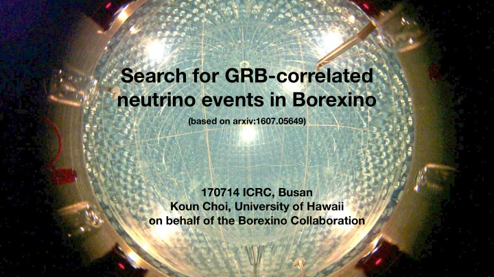 search for grb correlated neutrino events in borexino