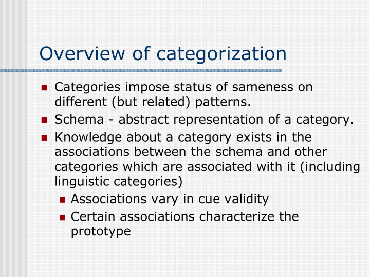 overview of categorization