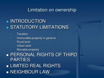 STATUTORY LIMITATIONS  - Taxation  -  Immovable property in general  -  Rural land  -  Urban