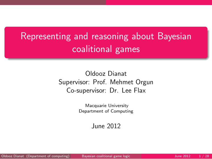 representing and reasoning about bayesian coalitional