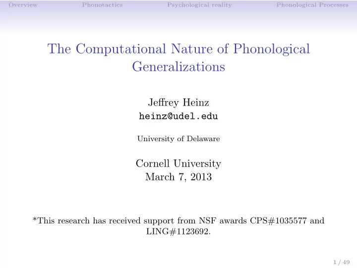 the computational nature of phonological generalizations