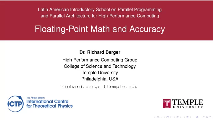 floating point math and accuracy