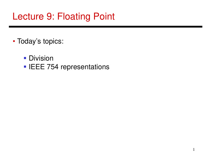 lecture 9 floating point