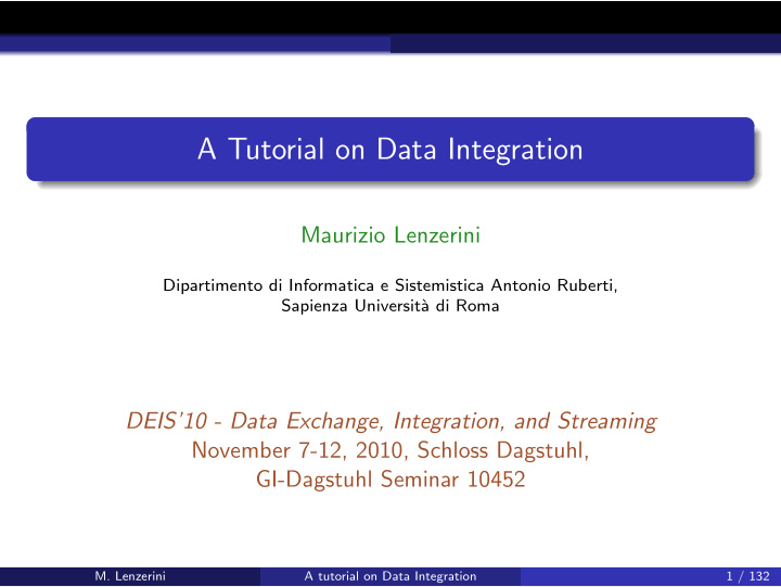 a tutorial on data integration
