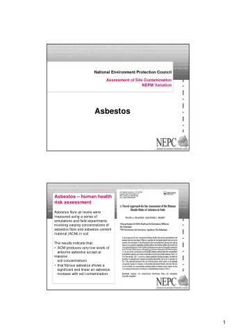 Asbestos National Environment Protection (Assessment of Site Contamination) Measure 2011 National