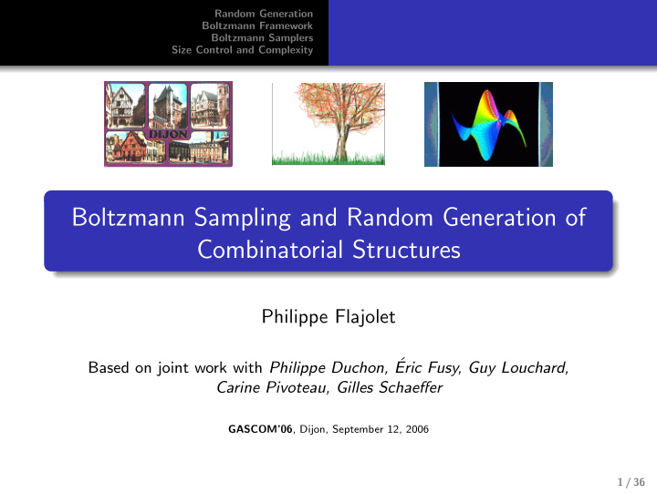 boltzmann sampling and random generation of combinatorial