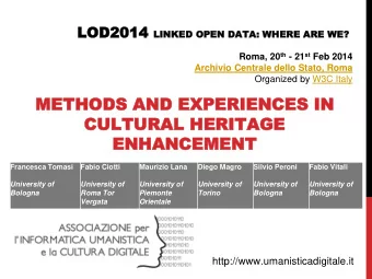 ENHANCEMENT  ENHANCEMENT  Francesca Tomasi  Fabio Ciotti  Maurizio Lana  Diego Magro  Silvio Peroni