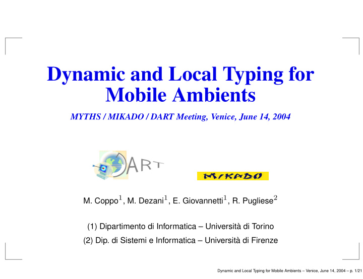 dynamic and local typing for mobile ambients