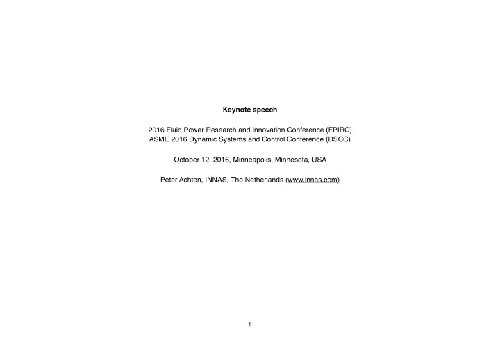 keynote speech 2016 fluid power research and innovation