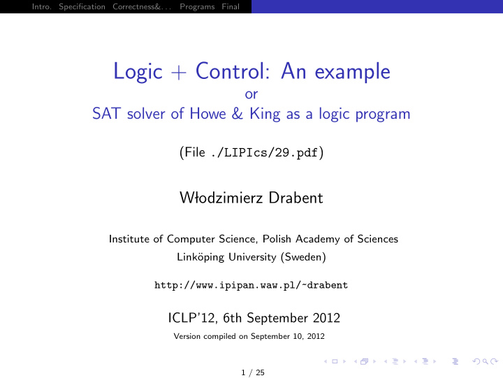 logic control an example