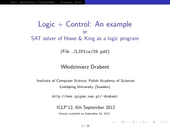 Logic + Control: An example  or  SAT solver of Howe &amp; King as a logic program (File
