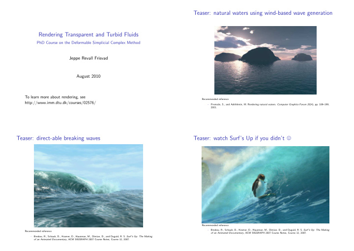 teaser natural waters using wind based wave generation