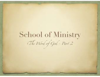 School of Ministry Ti e Word of God - Pa ru 2  Homework Question 1  How did you define the