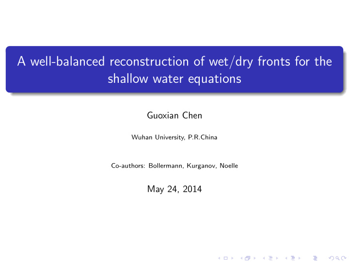 a well balanced reconstruction of wet dry fronts for the