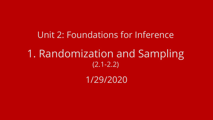 1 randomization and sampling