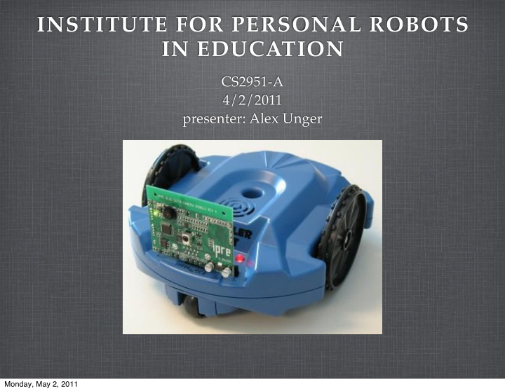 institute for personal robots in education