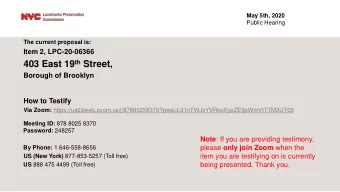 403 East 19 th Street,  Borough of Brooklyn  How to Testify Via Zoom: