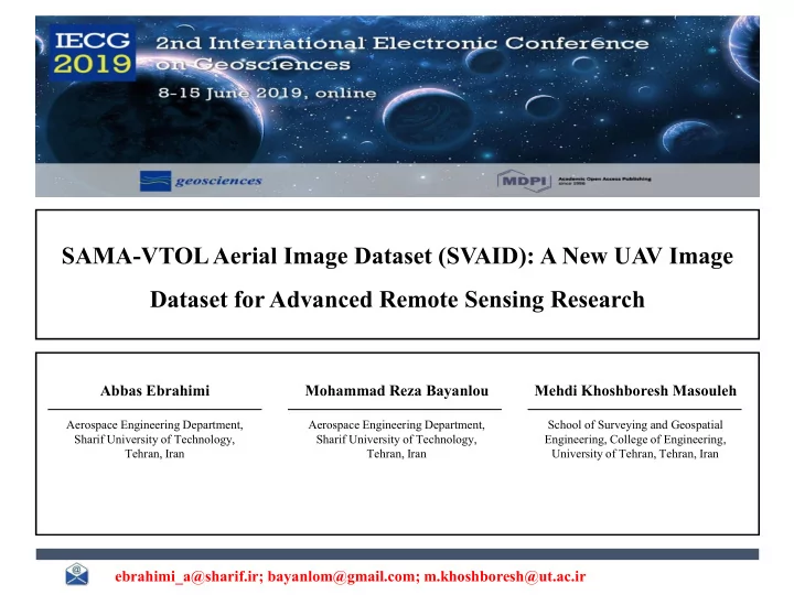 sama vtol aerial image dataset svaid a new uav image