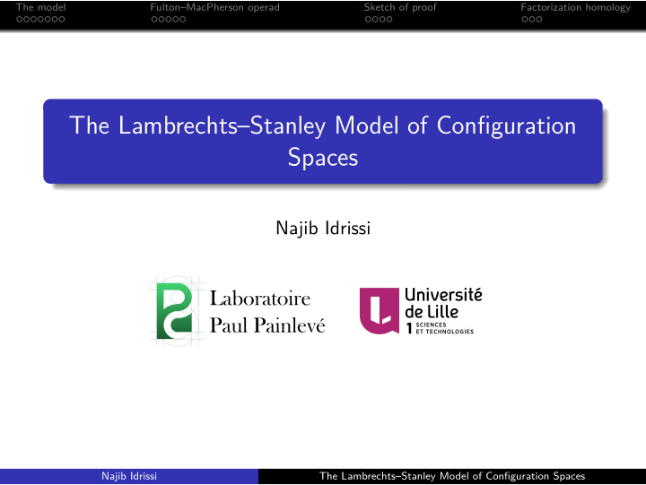 the lambrechts stanley model of configuration spaces