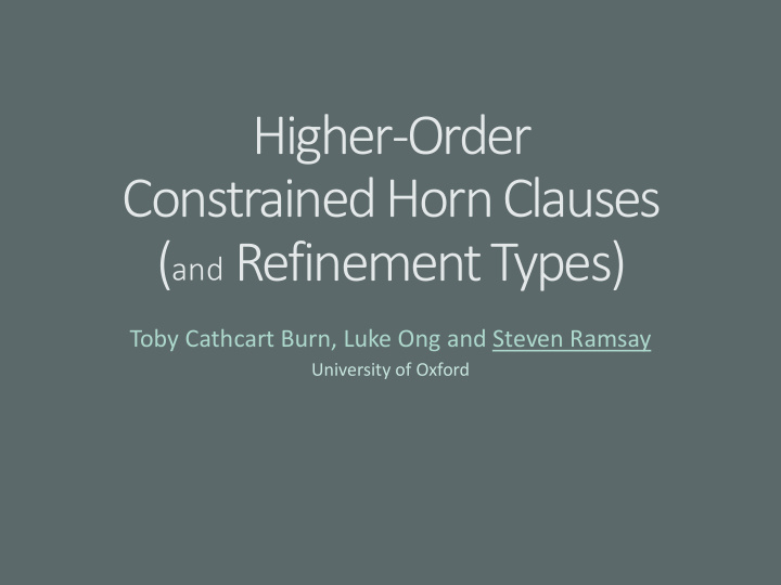 constrained horn clauses