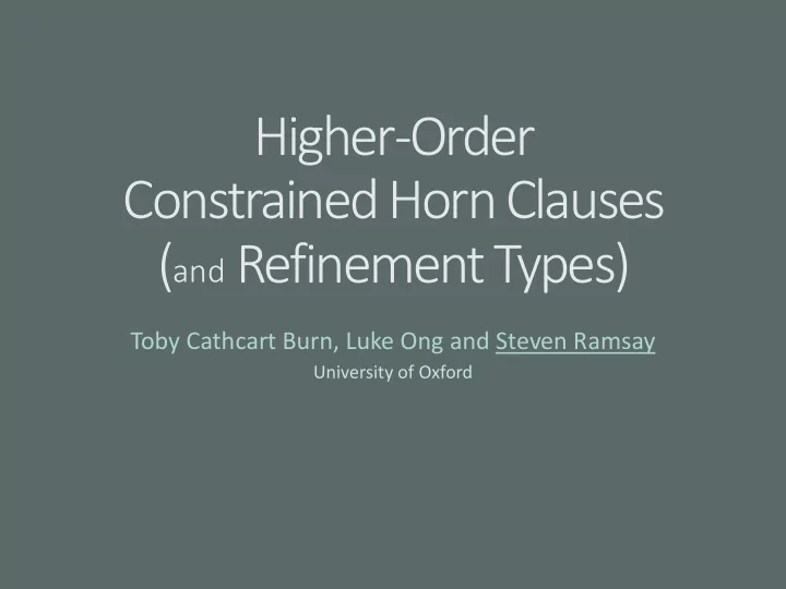 constrained horn clauses