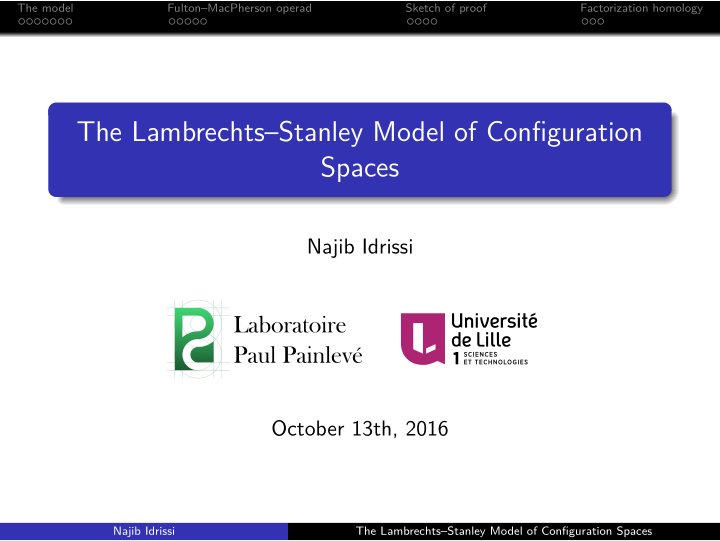 the lambrechts stanley model of configuration spaces