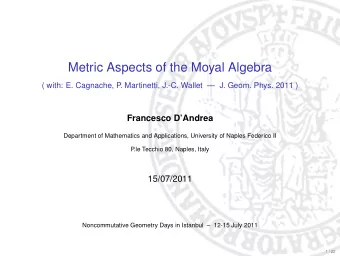 Metric Aspects of the Moyal Algebra  ( with: E. Cagnache, P  . Martinetti, J.-C. Wallet  J.