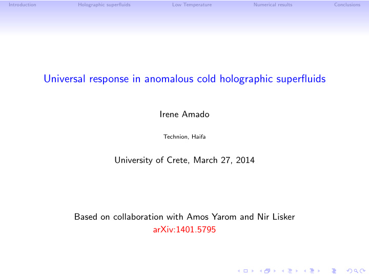 universal response in anomalous cold holographic