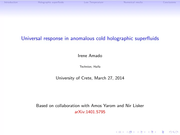 universal response in anomalous cold holographic
