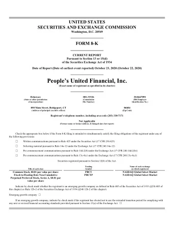 Peoples United Financial, Inc.  (Exact name of registrant as specified in its charter)  Delaware
